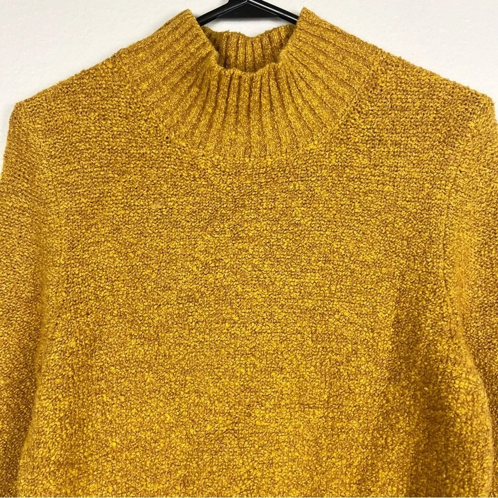 Free People Mustard Gold Boucle Mock Neck Tweedy Sweater Midi Dress